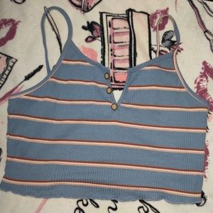 Blue red striped crop top